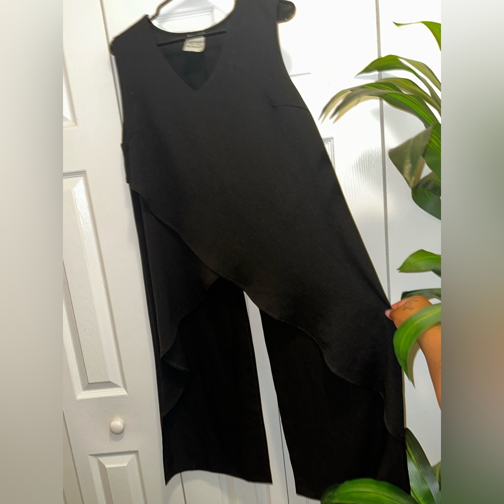 Elegant Black Blouse with a open front and back slit